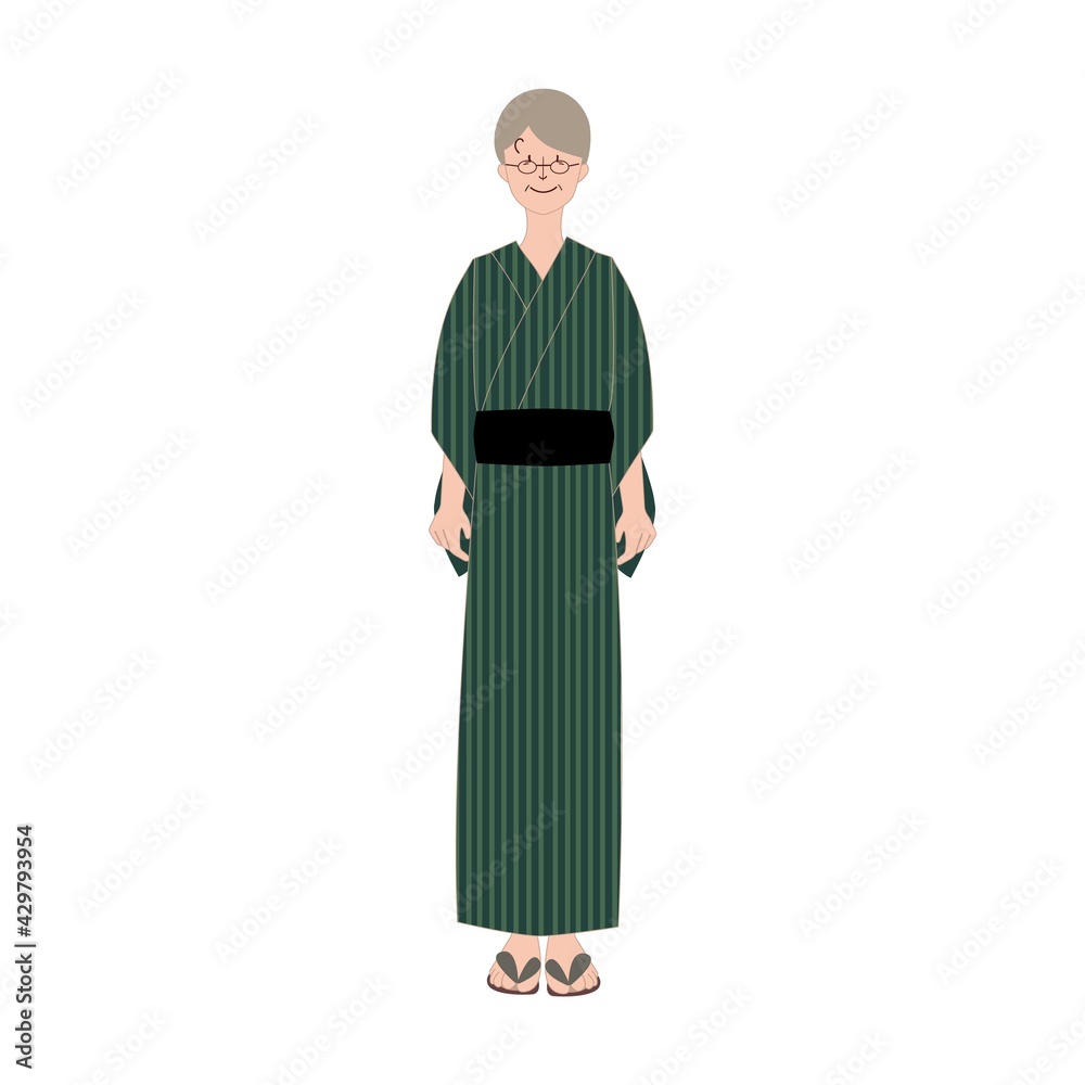 浴衣のシニア男性
