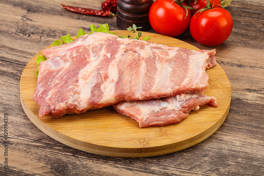 Raw pork ribs for cooking