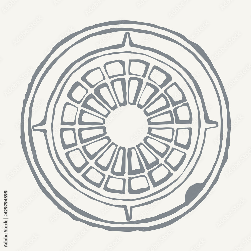 Round manhole cover. Vector drawing Round manhole cover. Vector drawing