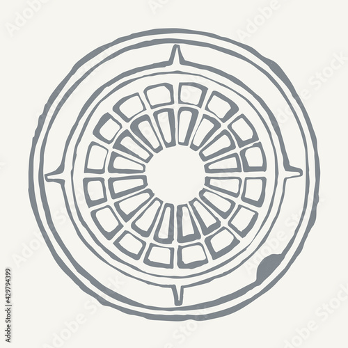 Round manhole cover. Vector drawing