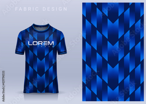 Fabric textile geometric design for Sport t-shirt, Soccer jersey mockup for football club. uniform front view.