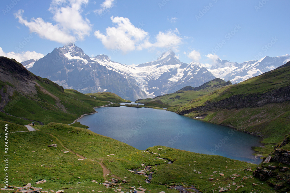 Bachalpsee Lake with majestic mountains in Berner Oberland, Switzerland