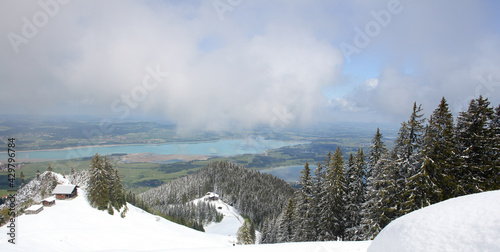 Alp mountains with lake in the valley in Bavaria, Germany photo