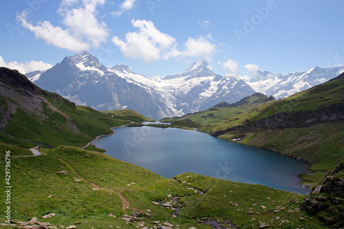 Fototapeta Naklejka Na Ścianę i Meble -  Bachalpsee Lake with majestic mountains in Berner Oberland, Switzerland