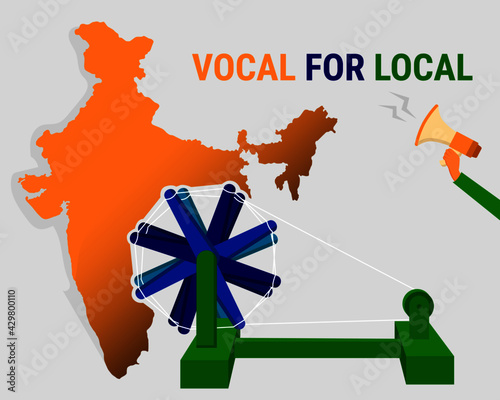 Vocal For Local slogan given by Indian Prime Minister to empowering indian economy. Made in India concept vector illustration. photo