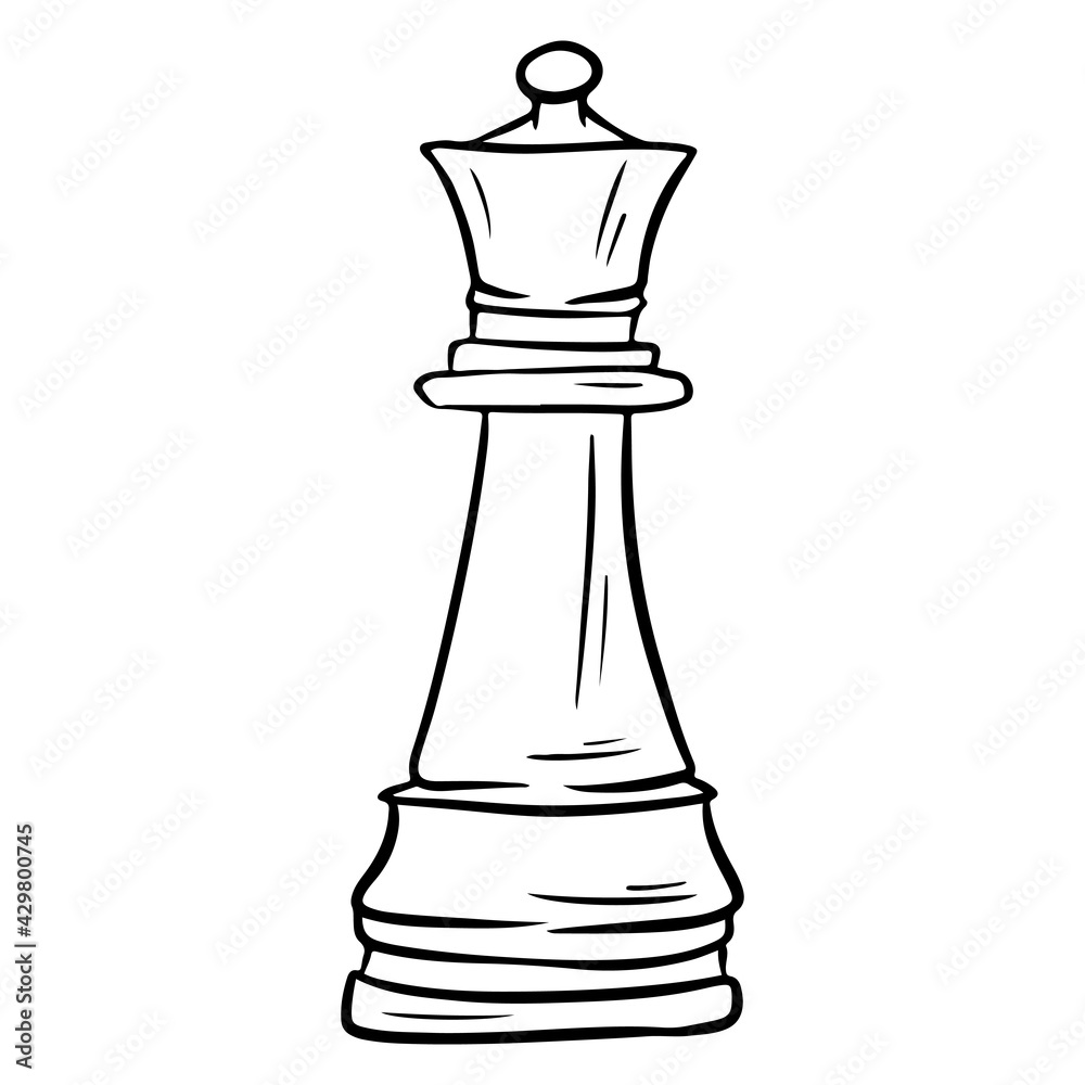 Queen. Chess figure. The game. Chess tournament. Logic game. Cartoon style.