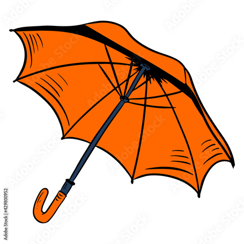 Umbrella for rain, snow and sun. Item for protection from bad weather. Cartoon style.