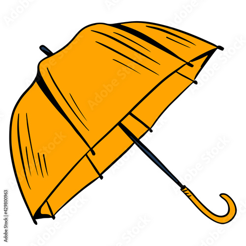 Umbrella for rain, snow and sun. Item for protection from bad weather. Cartoon style.