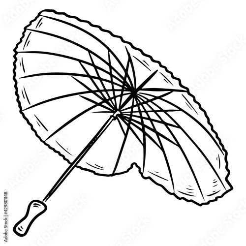 Umbrella for rain, snow and sun. Item for protection from bad weather. Cartoon style.