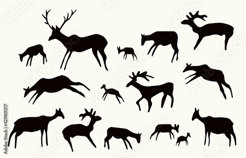 Primitive rock painting. Vector drawing