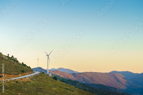 Windmills on Greek hills