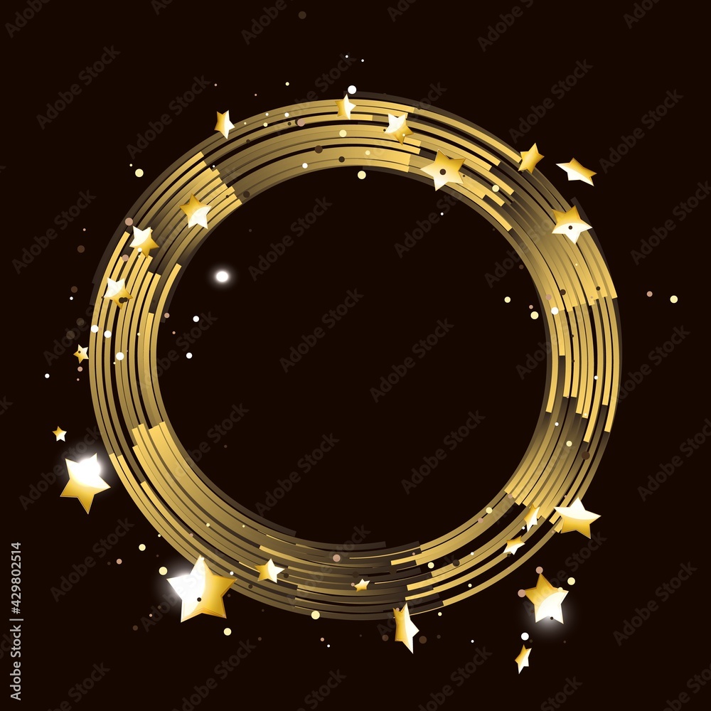 Round frame with golden stars. Logo.
