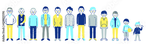 いろいろな世代の男性　全身　セット