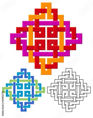 Square knotted emblem with bonus variations