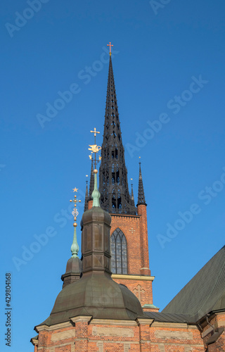 The church Riddarholmskyrkan on the island Riddarholmen in Stockholm a sunny spring morning