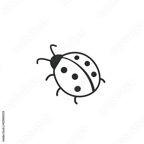 Photographie Cute ladybug simple outline icon vector illustration