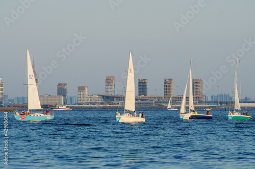 Saint-Petersburg. Yachts in the Gulf of Finland.