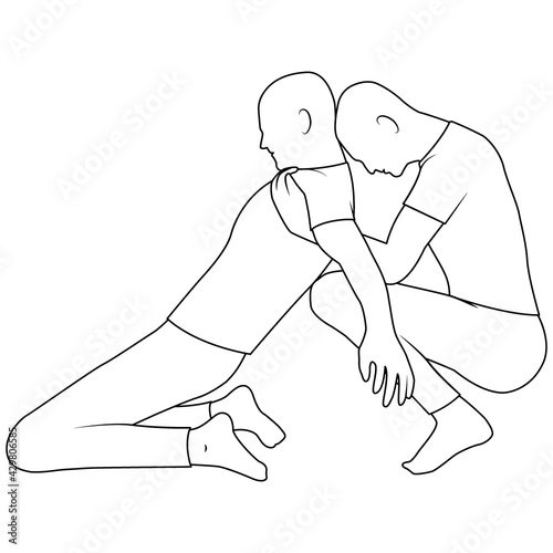 Massage. Yumeiho therapy line. Instructions for performing massage techniques, stretching the neck muscles and manual manipulation. Simple vector illustration for physical therapy guidelines, websites