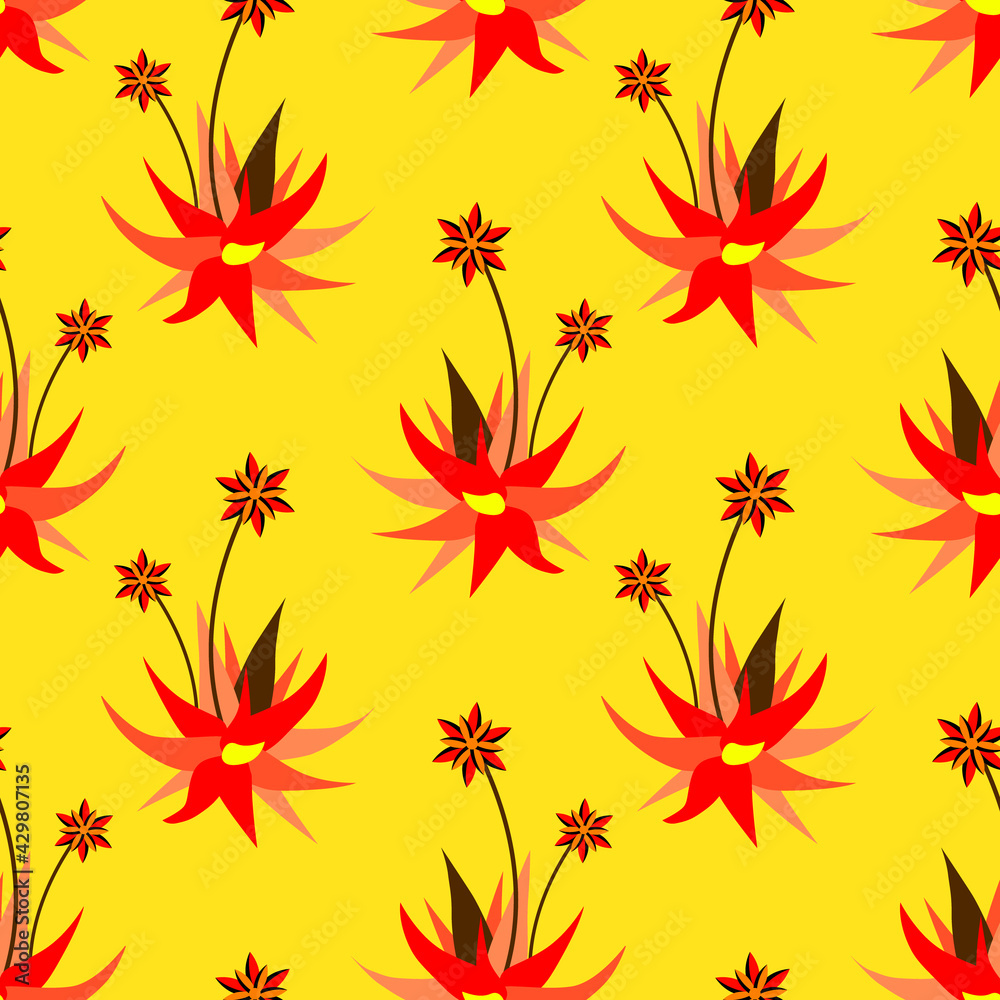 Aloe vera flowers seamless pattern. Aloe vera flowers seamless pattern.
