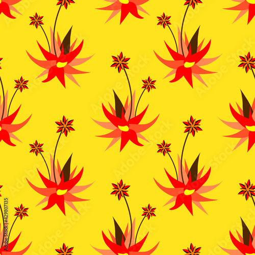Aloe vera flowers seamless pattern. © Stefan Grau