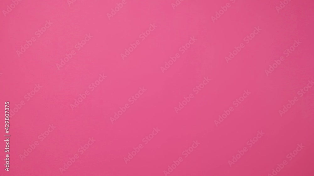 Woman on a pink background in a pink sweatshirt jumping smiles and laughs Woman on a pink background in a pink sweatshirt jumping smiles and laughs