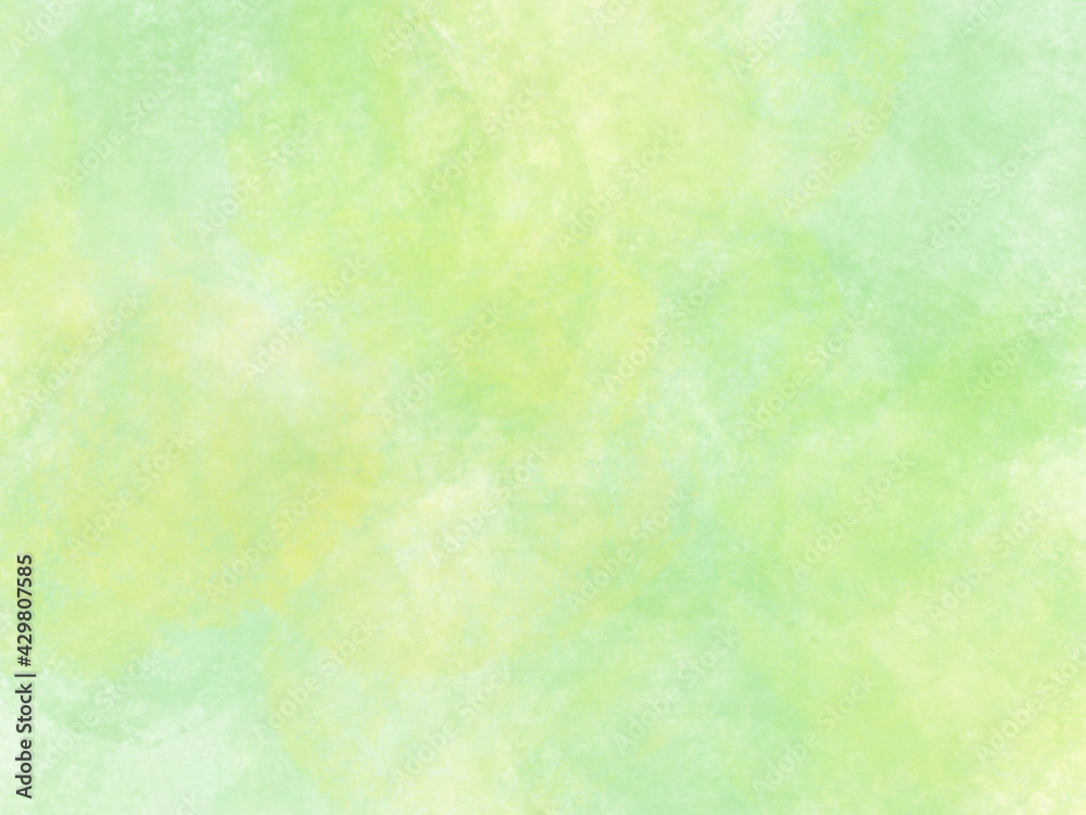 春の草原をイメージしたカラーの背景 黄色と緑の水彩画を使ったイメージの壁紙 シンプル 森と山の緑 Stock Illustration Adobe Stock