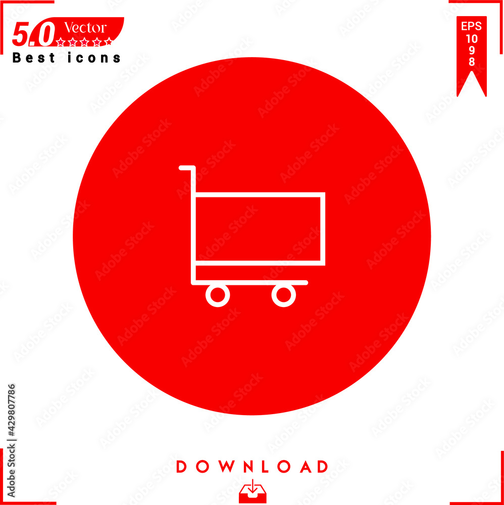 Outline cart icon. cart icon vector isolated on Red background. Graphic design, business-collection icons, mobile application, logo, user interface. EPS 10 format vector Outline cart icon. cart icon vector isolated on Red background. Graphic design, business-collection icons, mobile application, logo, user interface. EPS 10 format vector