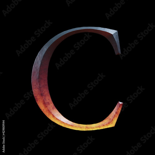 3d letter made of forge hot iron for movie of game logo