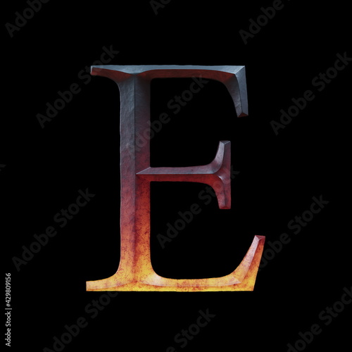 3d letter made of forge hot iron for movie of game logo