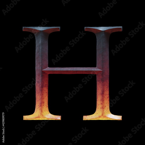 3d letter made of forge hot iron for movie of game logo