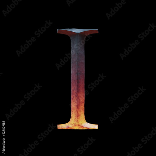 3d letter made of forge hot iron for movie of game logo