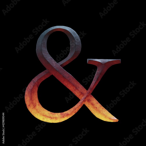 3d letter made of forge hot iron for movie of game logo