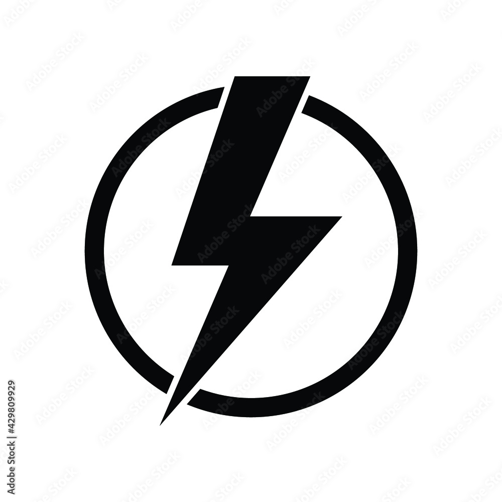 Lightning electric icon, Bolt circle symbol, Power charging energy sign, Vector illustration Lightning electric icon, Bolt circle symbol, Power charging energy sign, Vector illustration