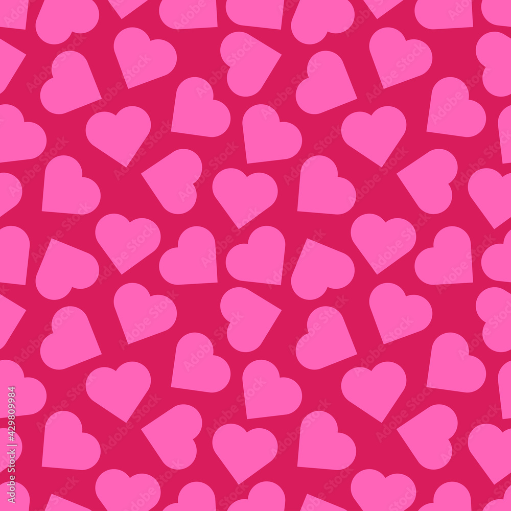 Pink hearts seamless pattern, Romantic love and Valentine's day concept, Vector illustration