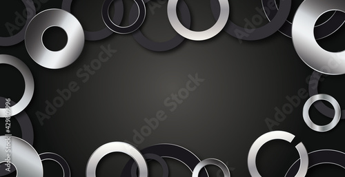 Unterlegscheiben und Gummi Dichtungen Hintergrund abstrakt in metall, silber, stahl, edelstahl und schwarz, luxus design