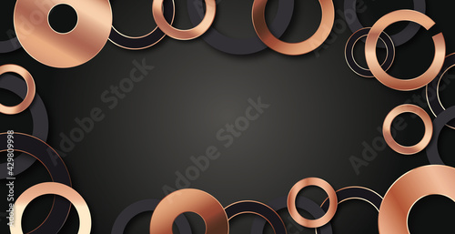 Unterlegscheiben und Gummi Dichtungen Hintergrund abstrakt in kupfer, bronze, messing und schwarz, luxus design