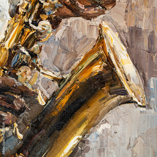 Canvas Print Stylish jazz band playing music on the scene, background is brown