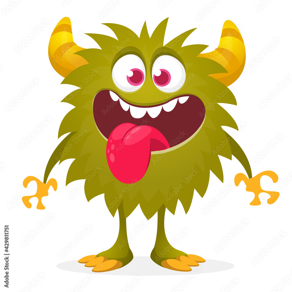 Fototapeta premium Happy cartoon monster. Halloween vector illustration of funny monster creature