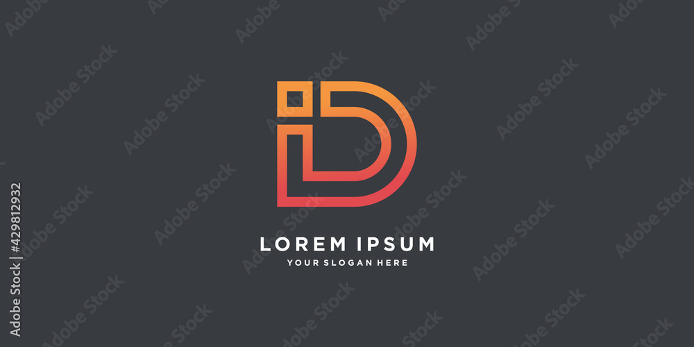 Monogram logo initial letter D with gradient style color part five