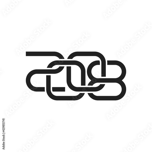 Year 2008 with black and white background