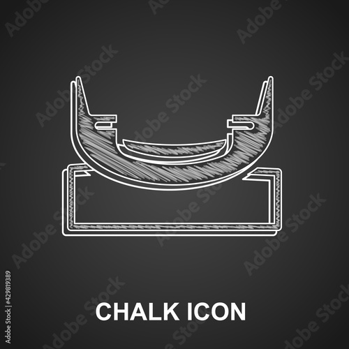 Chalk Boat swing icon isolated on black background. Childrens entertainment playground. Attraction riding ship, swinging boat. Amusement park. Vector