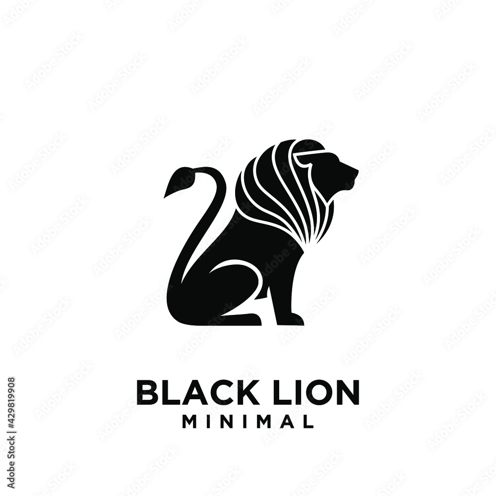 minimal black lion vector logo design minimal black lion vector logo design