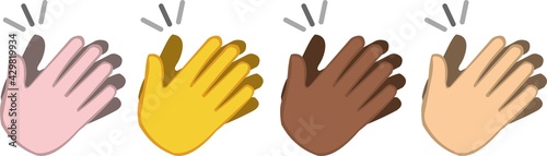 Vector illustration of different colored clapping hands emoticons