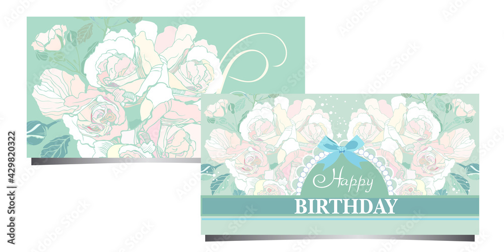 Happy birthday cards with roses flowers 
in rose colors