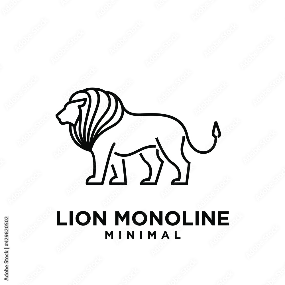 minimal monoline lion vector logo design minimal monoline lion vector logo design