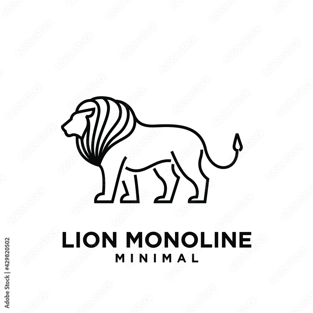 minimal monoline lion vector logo design