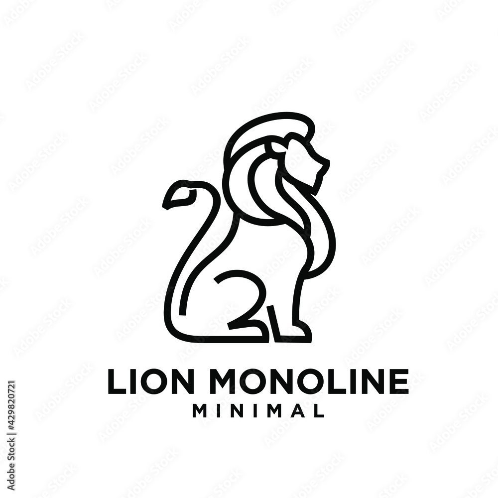 minimal monoline lion vector logo design minimal monoline lion vector logo design