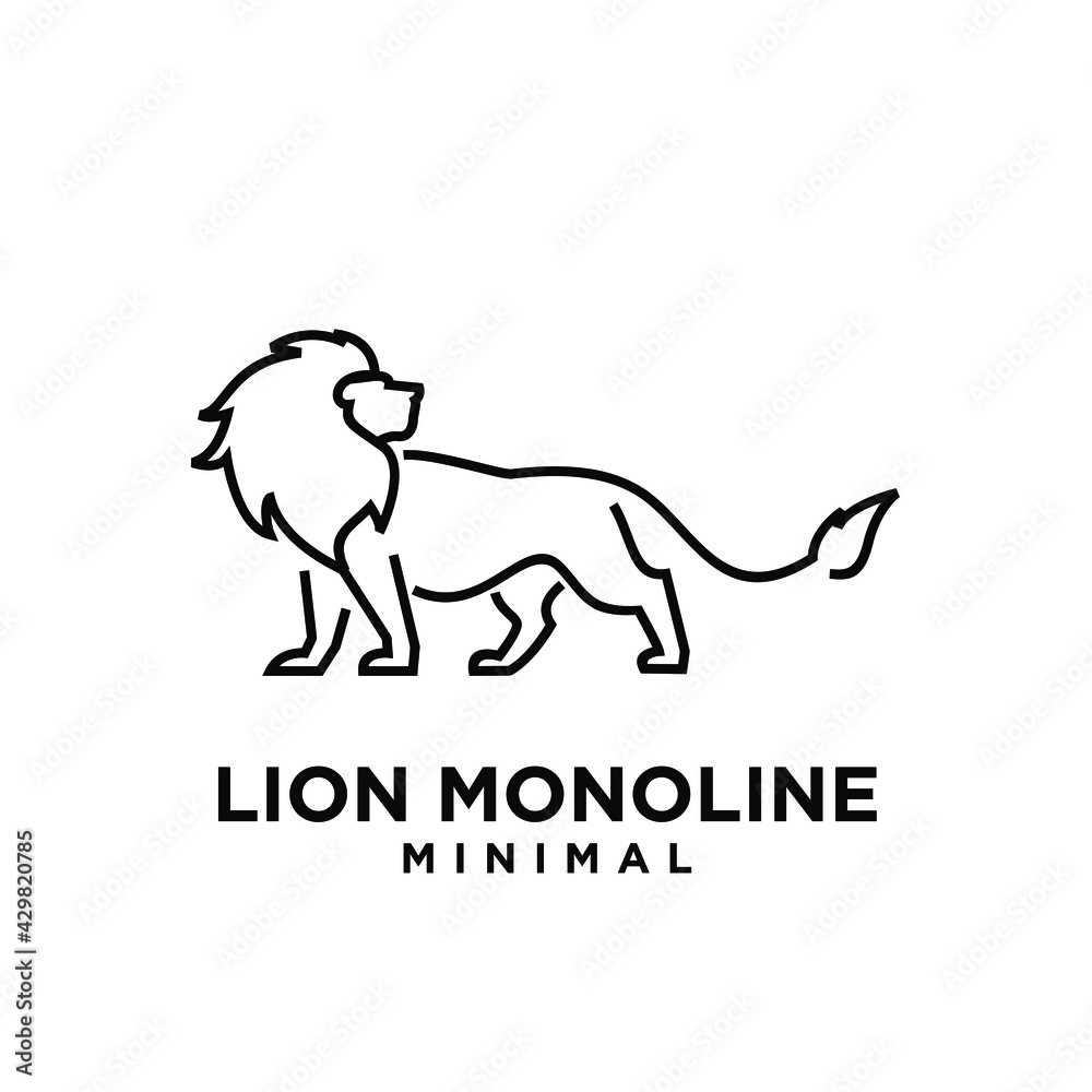 minimal monoline lion vector logo design