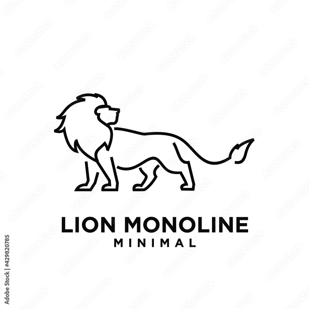 minimal monoline lion vector logo design minimal monoline lion vector logo design