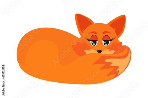 A fox. Animal. Cartoon character. Vector. Can be used to create stickers, magnets, collages in web design.